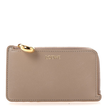 LOEWE Shiny Nappa Pebble Coin Card Holder Sand
