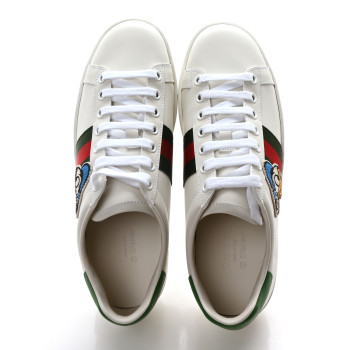 GUCCI X DISNEY Calfskin Miro Soft Web Donald Duck Womens Ace Sneakers 36 White New Shamarock