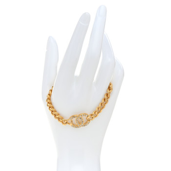 CHANEL Crystal CC Chain Link Bracelet Gold