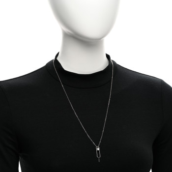 SAINT LAURENT Metal Crystal Sim Key Pendant Necklace Silver