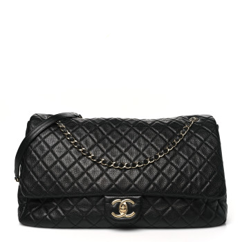 CHANEL Calfskin Quilted XXL Travel Flap Bag Black