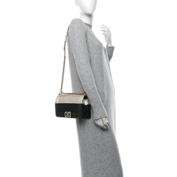CHANEL Metallic Goatskin Calfskin Medium Boy Flap Gold Black