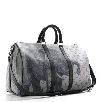 LOUIS VUITTON Savane Monogram Elephant Chapman Keepall Bandouliere 45 Dune