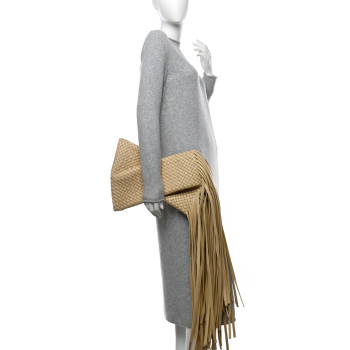 BOTTEGA VENETA Nappa Intrecciato The Fringe Crisscross Bag Porridge