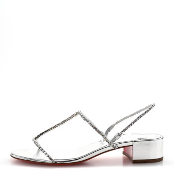 CHRISTIAN LOUBOUTIN Specchio PVC Crystal Simple Queenie Sandals 39 Silver