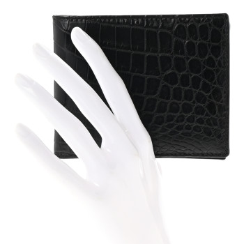 BOTTEGA VENETA Crocodile Bi-Fold Wallet Black