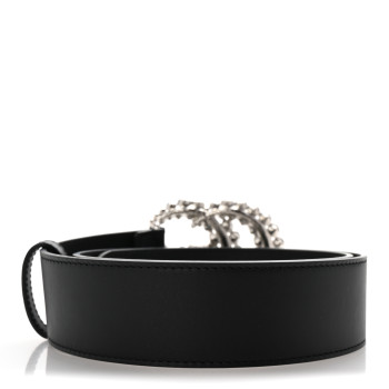 GUCCI Calfskin Crystal Double G 40mm Belt 80 32 Black