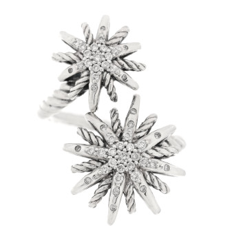 DAVID YURMAN Sterling Silver Diamond 28mm Open Starburst Ring 52 6