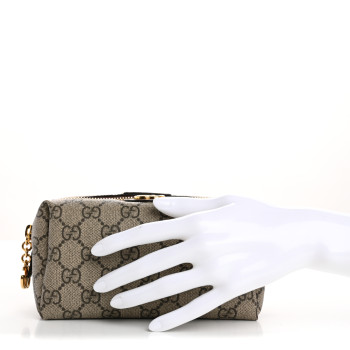 GUCCI Soft GG Supreme Monogram Calfskin Small Ophidia Cosmetic Case Beige Ebony New Acero