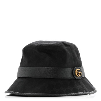 GUCCI Monogram Textured Dollar Calfskin GG Jago Bucket Hat M Black