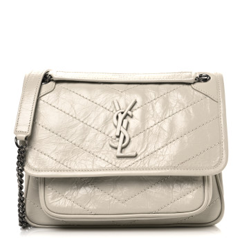 SAINT LAURENT ホワイト フリンジ バッグ SAINT LAURENT Crinkled Calfskin Matelasse Monogram Baby Niki