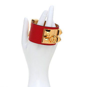 HERMES Epsom Collier de Chien CDC Bracelet S Rouge Casaque