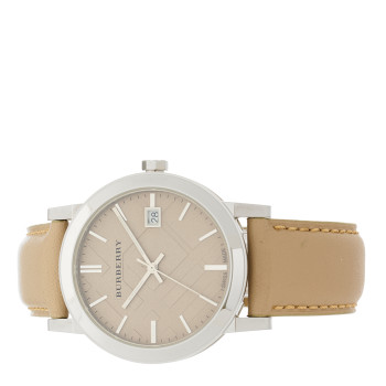 BURBERRY Stainless Steel Calfskin 38mm Heritage Quartz Watch Champagne BU9010