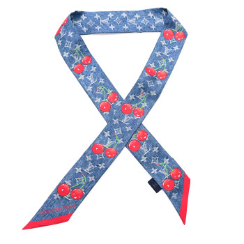 LOUIS VUITTON LV X TM Silk Monogram Cerises Bandeau  Denim Blue