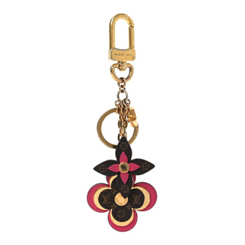 LOUIS VUITTON Monogram Blooming Flowers Bag Charm Key Holder Brown