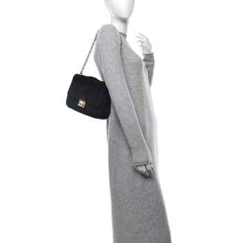 CHRISTIAN DIOR Tweed Medium Miss Dior Flap Black