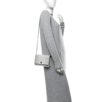 ALEXANDER MCQUEEN Calfskin Crocodile Embossed Skull Mini Crossbody Bag White