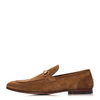 GUCCI Suede Horsebit Mens Jordaan Loafers 11 Pepper Brown