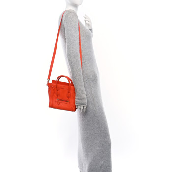 CELINE Smooth Calfskin Nano Luggage Fluo Orange