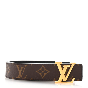 LOUIS VUITTON Calfskin Monogram 30mm LV Initiales Reversible Belt 80 32 Black