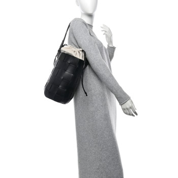 BOTTEGA VENETA Nappa Maxi Intrecciato Cassette Lantern Bucket Bag Black