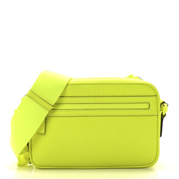 GUCCI Rubber Effect Monogram GG Crossbody Bag Fluorescent Yellow