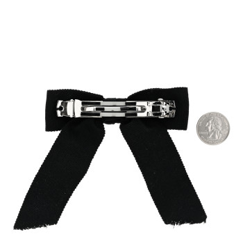 CHANEL Grosgrain Bow CC Hair Clip Black