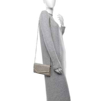 JIMMY CHOO Dusty Glitter Emmie Clutch Platinum Ice