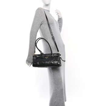 PRADA Shiny Nappa Medium Shoulder Bag Black