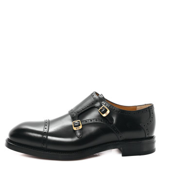 GUCCI Calfskin Mens Double Monk Strap Loafers 11.5 Black