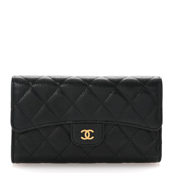 CHANEL Caviar Quilted Large Flap Wallet Black