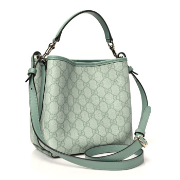 GUCCI GG Supreme Monogram Emblem Small Shoulder Bag Sage Green