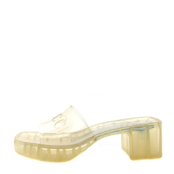 GUCCI Rubber Gucci Logo Womens Platform 20/60mm Slide Sandals 39 Transparent