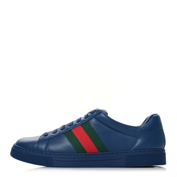 GUCCI Ultralight Plume Calfskin Web Mens New Ace Sneakers 9 Royale