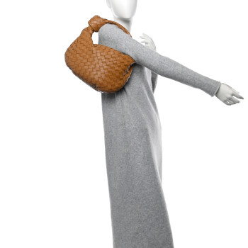 BOTTEGA VENETA Nappa Intrecciato Teen Jodie Hobo Caramel