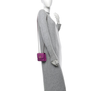 CHANEL Lambskin Quilted Mini Trendy CC Clutch With Chain Purple