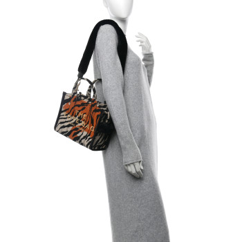 MARC JACOBS Cotton Canvas Zebra Tiger Print Mini The Traveler Tote Bag