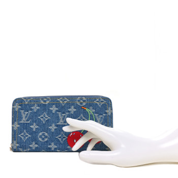 LOUIS VUITTON LV X TM Monogram Denim Cerises Zippy Wallet Blue