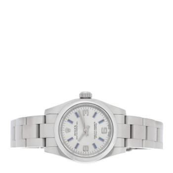 ROLEX Stainless Steel 26mm Oyster Perpetual Watch Blue Index 176200