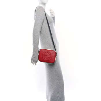 GUCCI Dollar Calfskin Small Soho Disco Bag Hibiscus Red Mystic White Blue