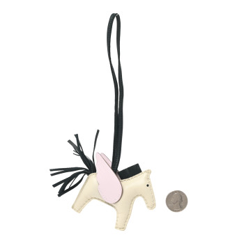 HERMES Milo Lambskin Grigri Rodeo Pegase Horse Bag Charm PM Craie Mauve Pale Vert Cypress