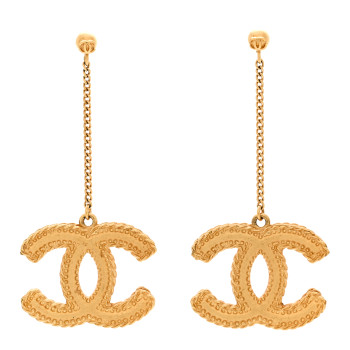 CHANEL CC Drop Earrings Matte Gold