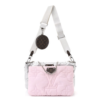 LOUIS VUITTON Econyl Monogram Pillow Maxi Multi Pochette Accessories Silver Pale Pink