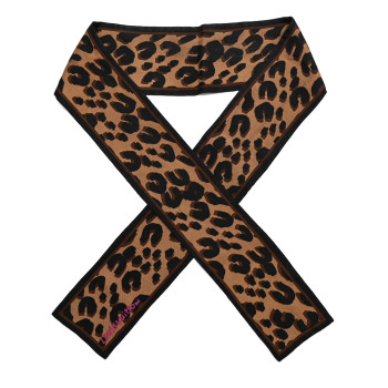 LOUIS VUITTON Silk Leopard Bandeau Scarf Marron