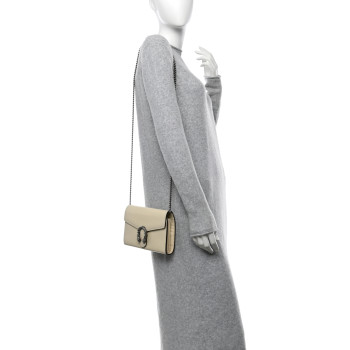 GUCCI Dollar Calfskin Mini Dionysus Chain Wallet Mystic White