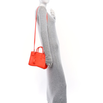 SAINT LAURENT Calfskin Nano Sac De Jour Neon Orange