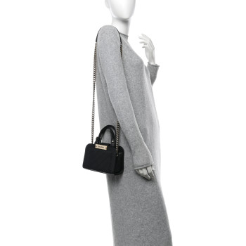 CHANEL Grained Calfskin Stitched Mini Label Click Shopper Black