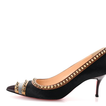 CHRISTIAN LOUBOUTIN Pony Hair Malabar Hill Spikes 70 Pumps 38.5 Black