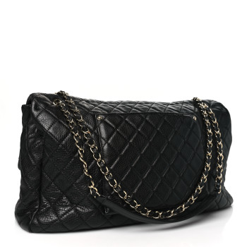 CHANEL Calfskin Quilted XXL Travel Flap Bag Black