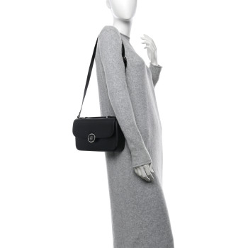 GUCCI Senna Calfskin Petite GG Top Handle Shoulder Bag Black